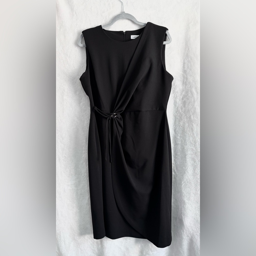NWT Calvin Klein Black Midi Dress with Metallic Detail